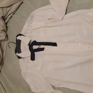 Kate Spade cream silk blouse with black bow